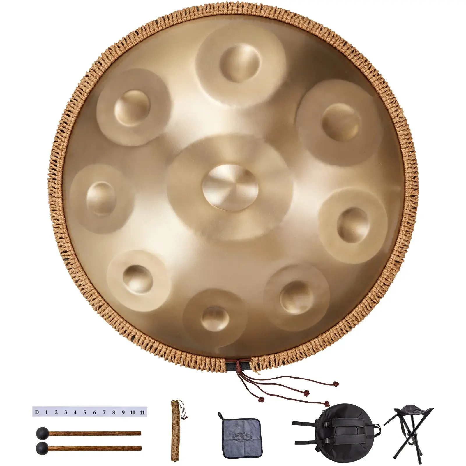 22-Inch 9-Note D Minor Handpan Drum - Steel Hand Drum with Mallets, Ideal for Adults