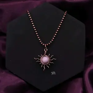 Kunzite Sun Pendant - Light Pink Crystal - Heart Chakra Necklace for Self Love