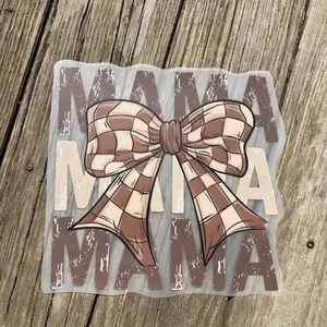 Mom checkered bow Direct Print Film Transfer - High-Quality Print Transfer