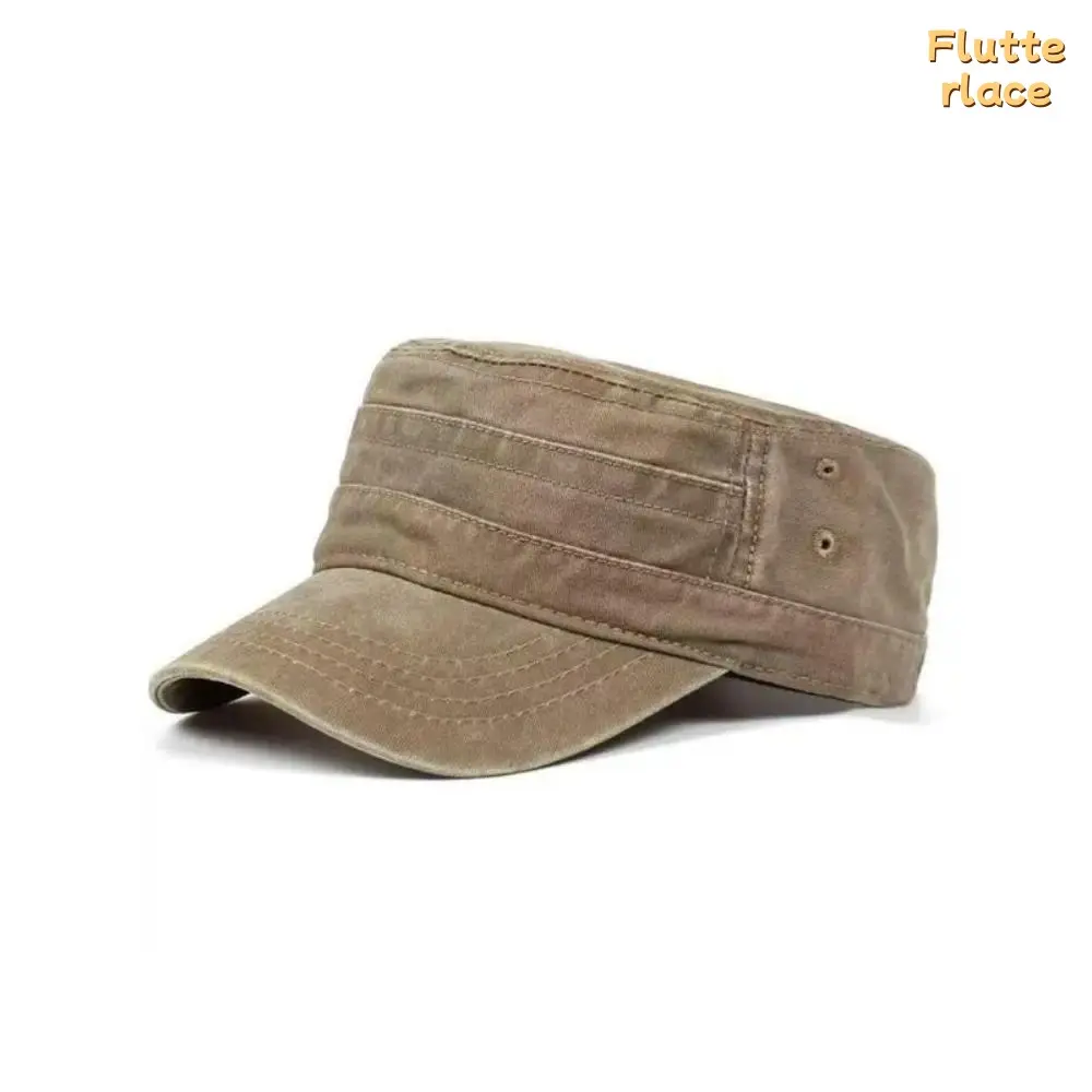 2026 Retro Military Army Cap Unisex Flat Top Adjustable Sun Protection Hat Lightweight Breathable Cadet Cap for Outdoor Travel Hiking Fishing Streetwear Daily Casual Wear for Men Women