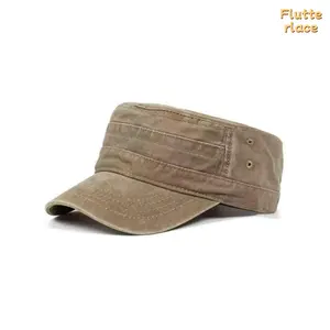 2026 Retro Military Army Cap Unisex Flat Top Adjustable Sun Protection Hat Lightweight Breathable Cadet Cap for Outdoor Travel Hiking Fishing Streetwear Daily Casual Wear for Men Women summerwins