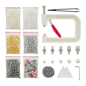 Manual Pearl Setting Machine Kit, 1 Set Portable Hand Pressure Pearl Bead Setting Tool, DIY Handmade Sewing Craft Tool for Clothes, Hairpins, Bags, DIY Beading Accessories