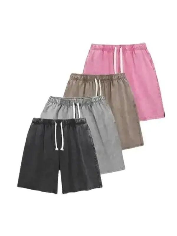 4 Pack 260G Women or Men Shorts Athletic Vintage Short Acid Washed Shorts Cotton Heavyweight Elastic Waist Streetwear Athletic Sweat Shorts Acid Washed Cotton Elastic Waist Drawstring Gym Workout Jogger Pants with Pocketsr