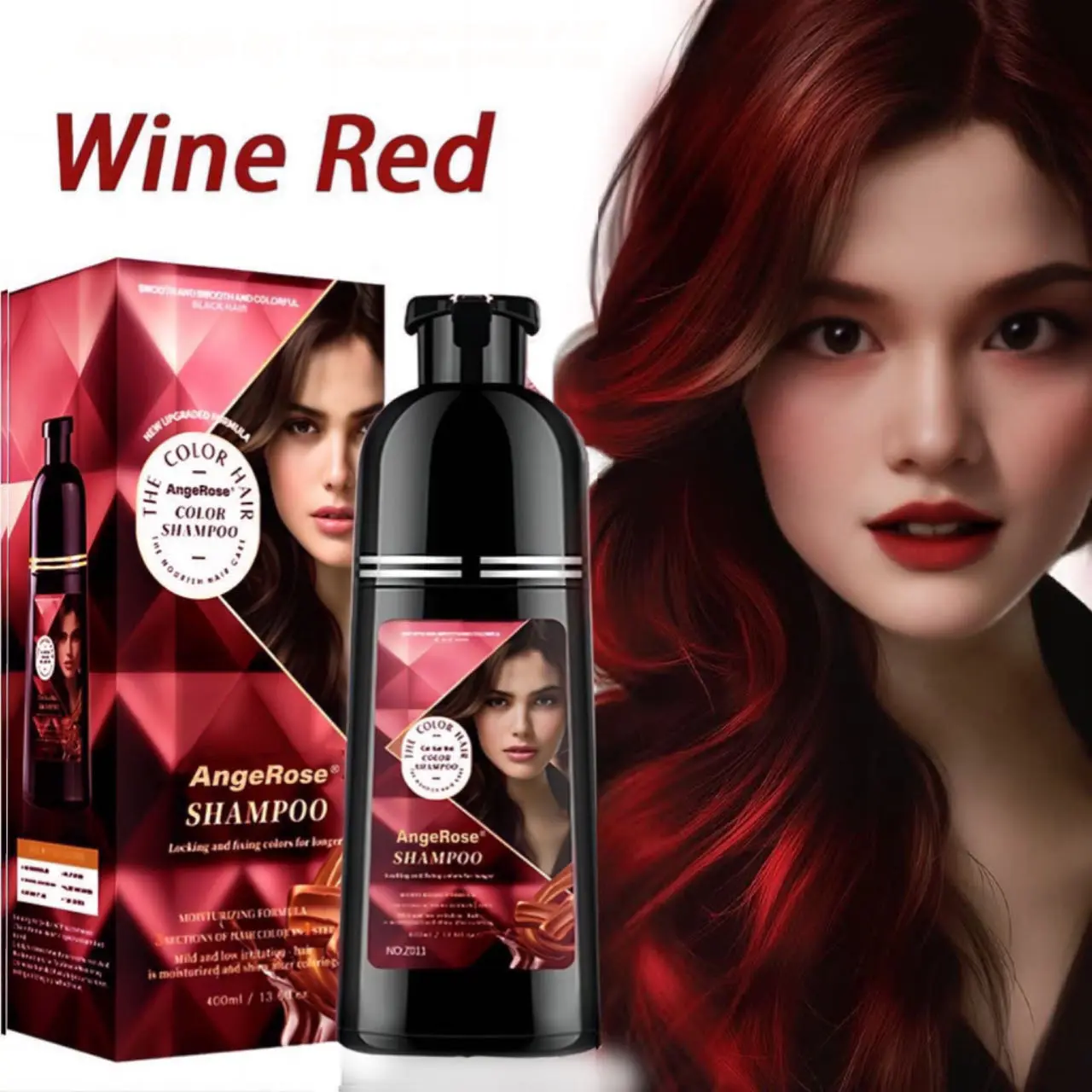 AngeRose Upgraded Formula Hair Color Shampoo – Instant Grey Coverage, Purple hair dye, Wine Red, Chestnut Brown, Gentle Hair Dye, Salon Haircare,Perfect Gift for Women & Men,