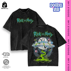 Rick and Morty Graphic Tees • Hoodie Streetwear • Vintage Oversized Acid Wash • Trippy Sci-Fi Spaceship Merch • Heavyweight Menswear Comfort Cotton