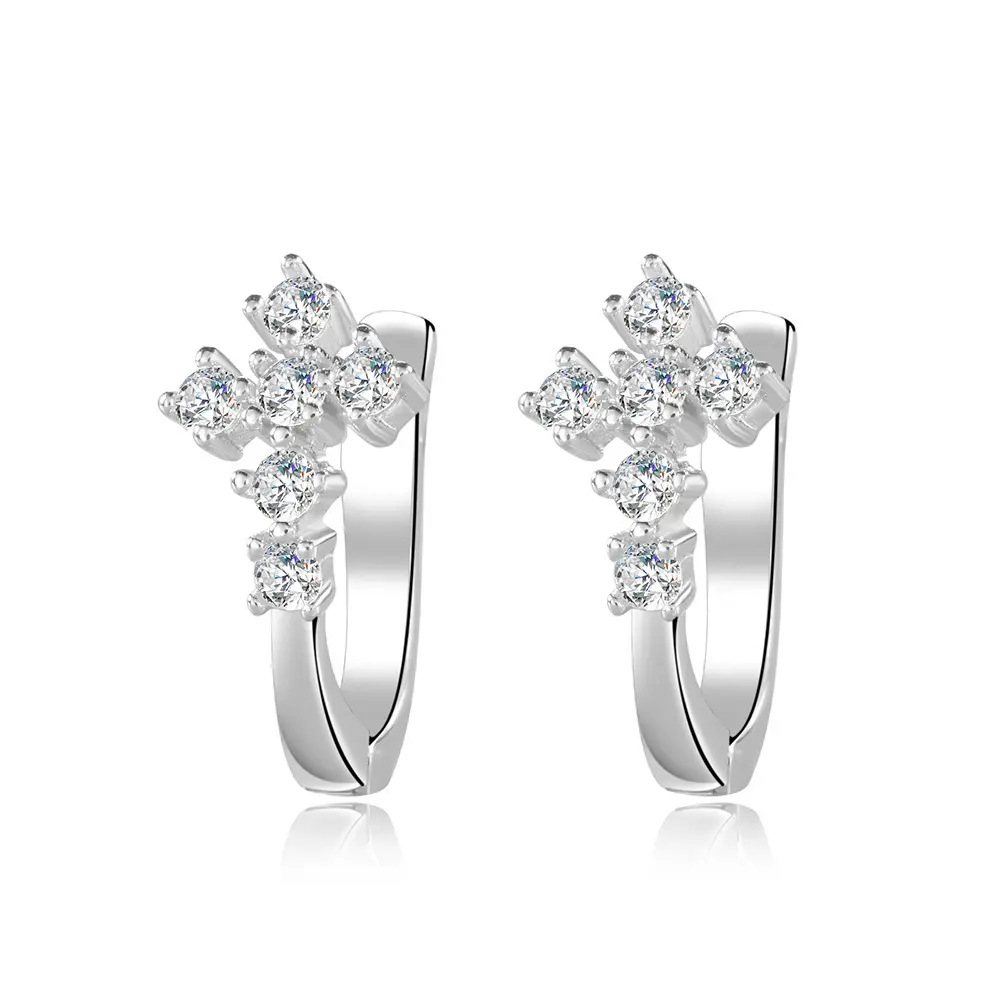 【979】Minimalist 5-Stone Synthetic Moissanite Cross Studs | Precision-Set in Sacred Geometry Design