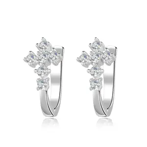 【979】Minimalist 5-Stone Synthetic Moissanite Cross Studs | Precision-Set in Sacred Geometry Design