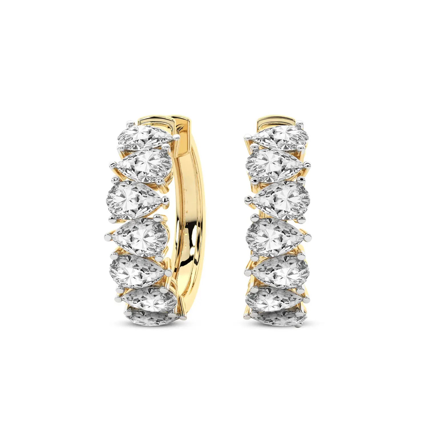 Lab Diamond Hoop Earrings 14Kt Yellow Gold 4Ct Eudora Pear Lab Diamond Hoop Earrings F-G Color, VS Diamond, IGI Certified - Friendly Diamonds