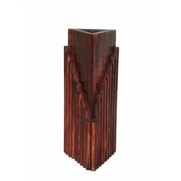 212 MAIN Handmade Modern Wooden Vase - 4" x 3.5" x 9"h Decorative Vase with Artistic Design, Home Decor Accent, Ideal for Gifts