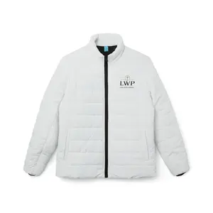 Women’s White Puffer Jacket with LWP Logo — Lightweight Quilted Winter Coat