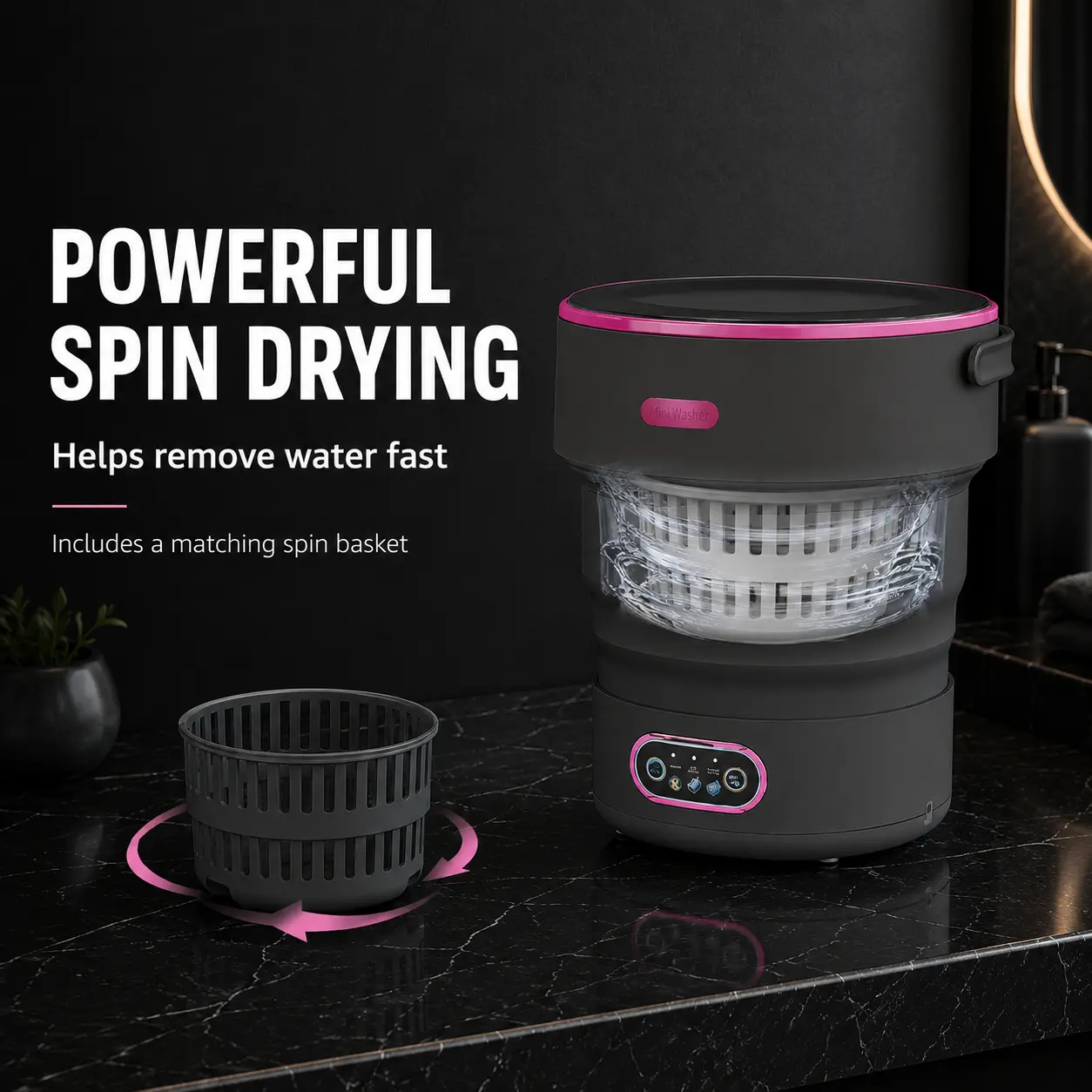 Portable Washing Machine 16L - Foldable Portable Laundry Machine and Spinner Ideal for Travel, Dorms, Camping Large Household Appliances (Washing Machines & Dryers Category),lavadora,for Baby Clothes, Underwear, Socks;