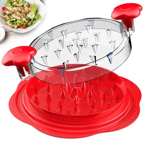 Chicken Shredder Large Chicken Breast Shredder Tool Twist with Brush&Fork, Visible Meat Shredder Machine, Anti-Slip Strip, Ergonomic Handle