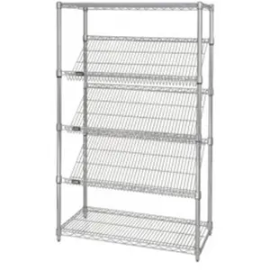 212 MAIN Quantum Storage 1836SL6C Chrome Finish 5-Layer Wire Slanted Shelf Unit - Wire Rack Organiser with Gravity Feeds for Large Appliance Parts & Accessories Large Parts Storage