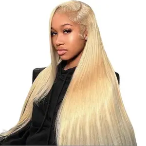 Hot Star 613 Blonde 13x6 HD Transparent Lace Frontal Human Hair Wigs Brazilian Hiar Straight and Body Wave Lace Front Human Hair Wigs 180% Density