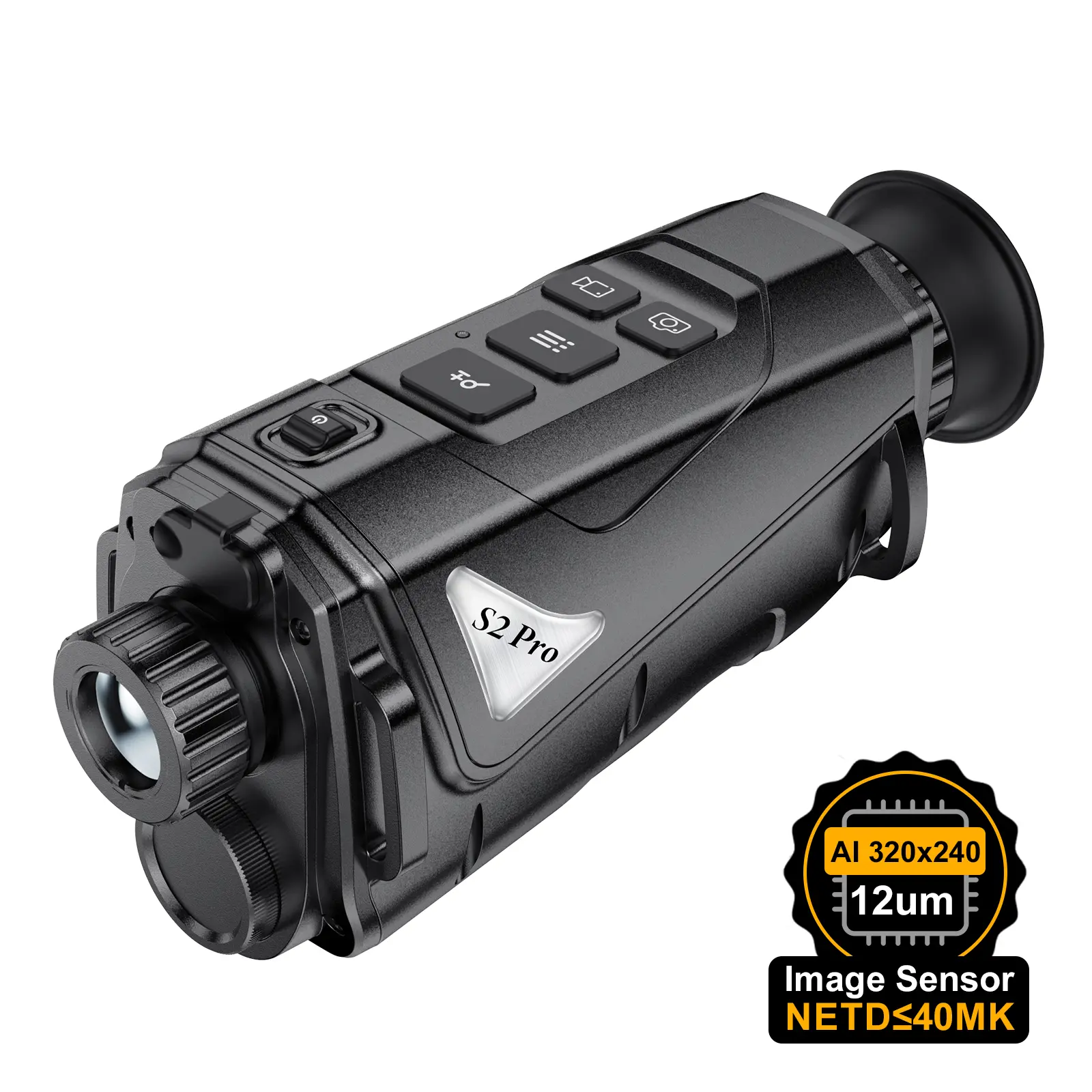 Thermal Imager Monocular - Handheld Infrared Optic for Hiking, Helmet Use, with 256x192 Resolution, 15mm Lens, 930yds Detection Range, IP66 Rating, 1.43" AMOLED Display, 8.4oz Weight, Built-in 32GB Memory, Batteries, USB Compatibility