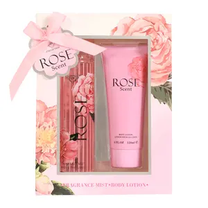 EBC Rose Scent Fragrance Mist Brume Parfumee 250 and Rose Scent Body Lotion Pour Le Corps 120ml