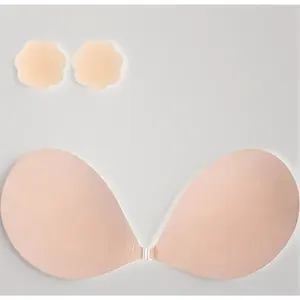 Sticky Bra Push Up Backless Strapless Stick On Adhesive Bra – Invisible Self-Adhesive Bra with Nipple Covers for Women