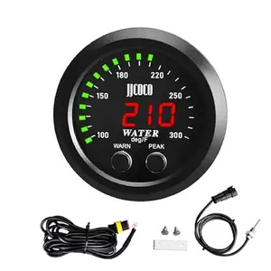 52mm Digital Water Temperature Gauge with Alarm – Universal Car Temp Meter 100–300°F (-17–187°C), Red LED Display with Green Ambient Light, Includes 1/8 NPT Sensor