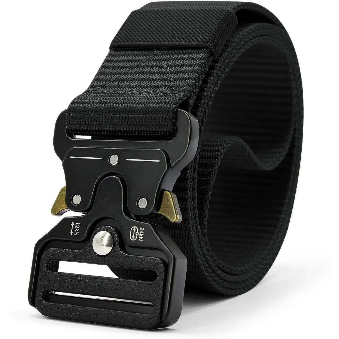 High-Quality Nylon Adjustable Belt for Male, Heavy-Duty Military Look Tactical Web Belt with Quick-Release Buckle, Ideal for Outdoor & Casual Work Use, Black Waist Belt