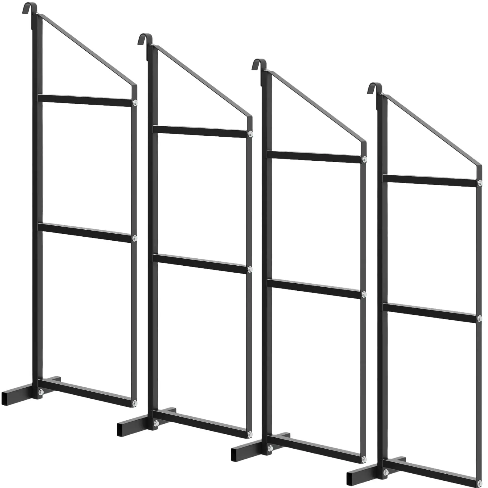 Garvee 4 Pack Shipping Container Shelving Bracket, 3-Tier Black Power Coated Steel Brackets, 22"x60", 1100LBS Hanging Type Cargo Containers Storage Rack for Heavy Tools/Equipment