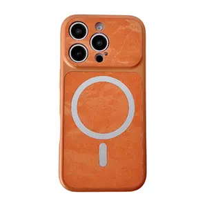 Large window leather texture suitable for IP17ProMax magnetic 14 phone case iP16 silk snow mountain velvet 15