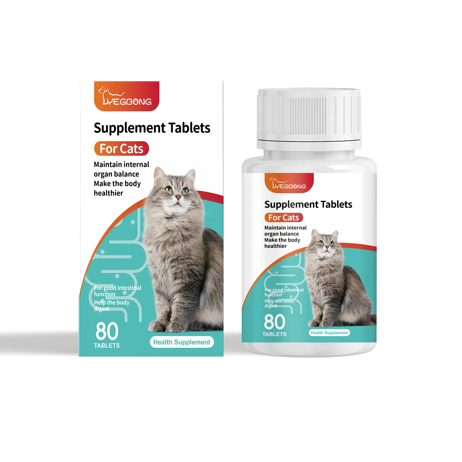 Yegbong Cat Probiotics Tablets, Pet Nutritional Supplement for Cats, Improves Gut Health, Balances Digestion and Absorption