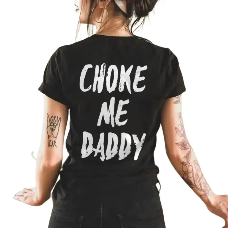 Unisex 100% Cotton Short-Sleeve Round Neck Streetwear T-Shirt, Casual Fit Sports Top with "Choke Me Daddy" Print, Shortsleeve, Tshirt, Casual Wear, Classic Cut, Photorealistic, Soft 100% Cotton, Digital Print