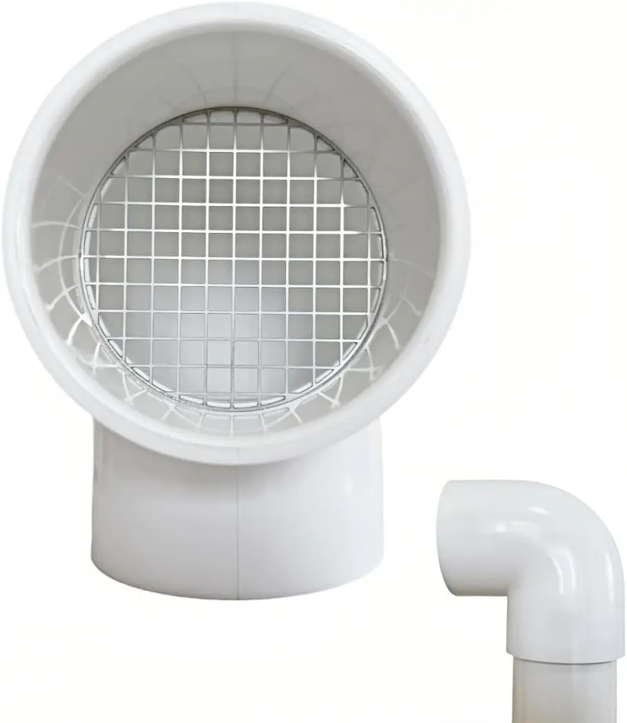 PVC Vent Cap 1 pcs 90-Degree for 2" Schedule 40,PVC Termination Cap,Vent Cover Screen,Round Furnace PVC Pipe Stainless Steel Roof Vent Cap,Installation not Required That PVC Elbow,or Coupling
