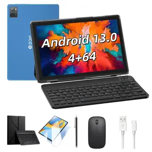 10.1-Inch Android 13 Tablet with Keyboard, 4GB RAM, 64GB Storage, Keyboard, Case, Mouse, Stylus, Dual Cameras, Home & Office Use