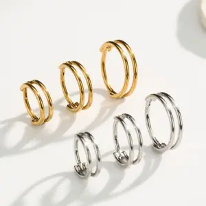 Oufer 20G Clean Style Hinged Segment Double Hoop Nostril Piercing Nose Rings 316L Stainless Steel Inner Diameter 6mm 7m 8mm