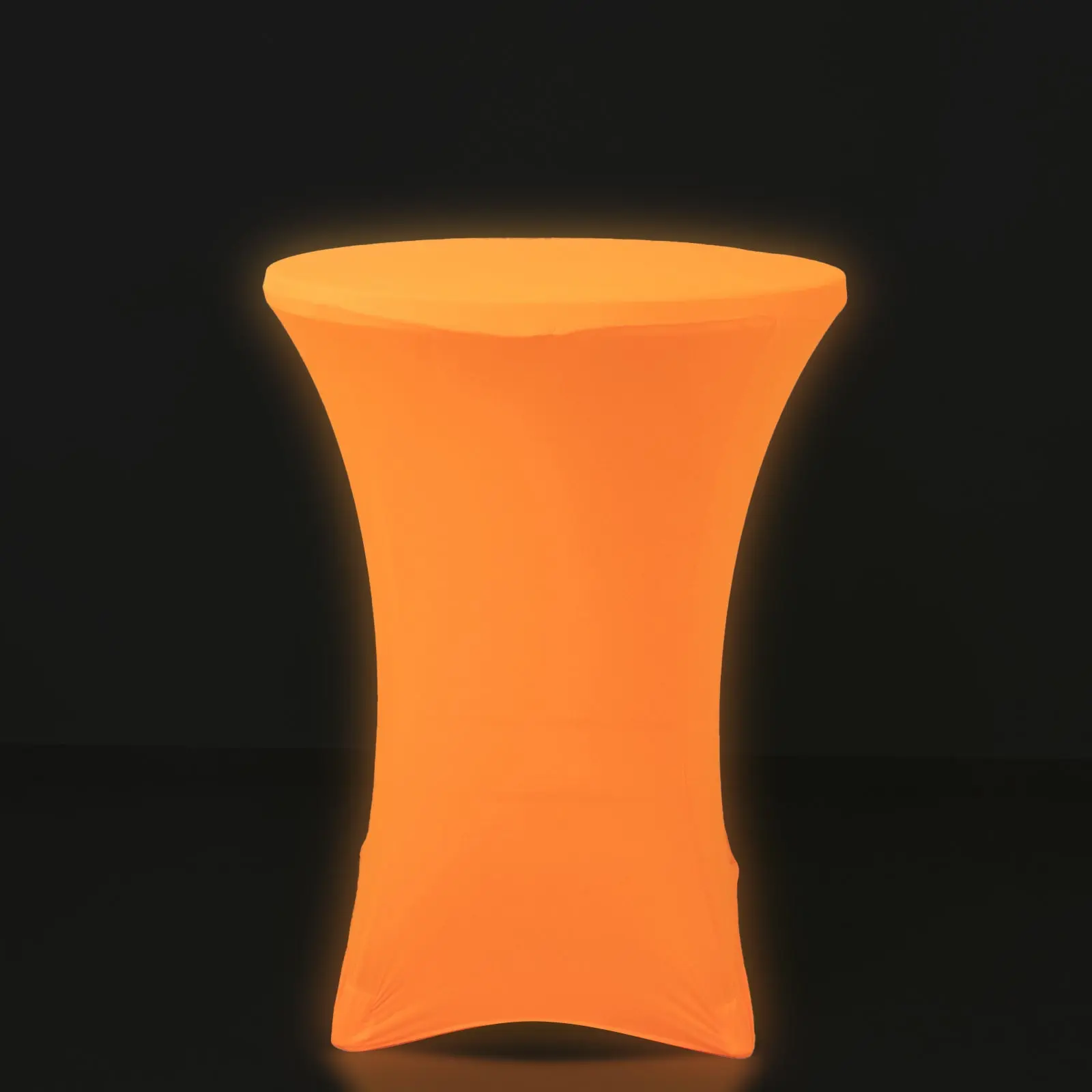 Glow Neon Orange Fitted Spandex Cocktail Tablecloth – 30" Round, Wrinkle-Free Cover