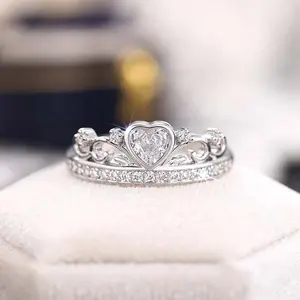 Heart-Shaped Crown Princess Ring – Elegant Everyday Jewelry for Women, Perfect Gift