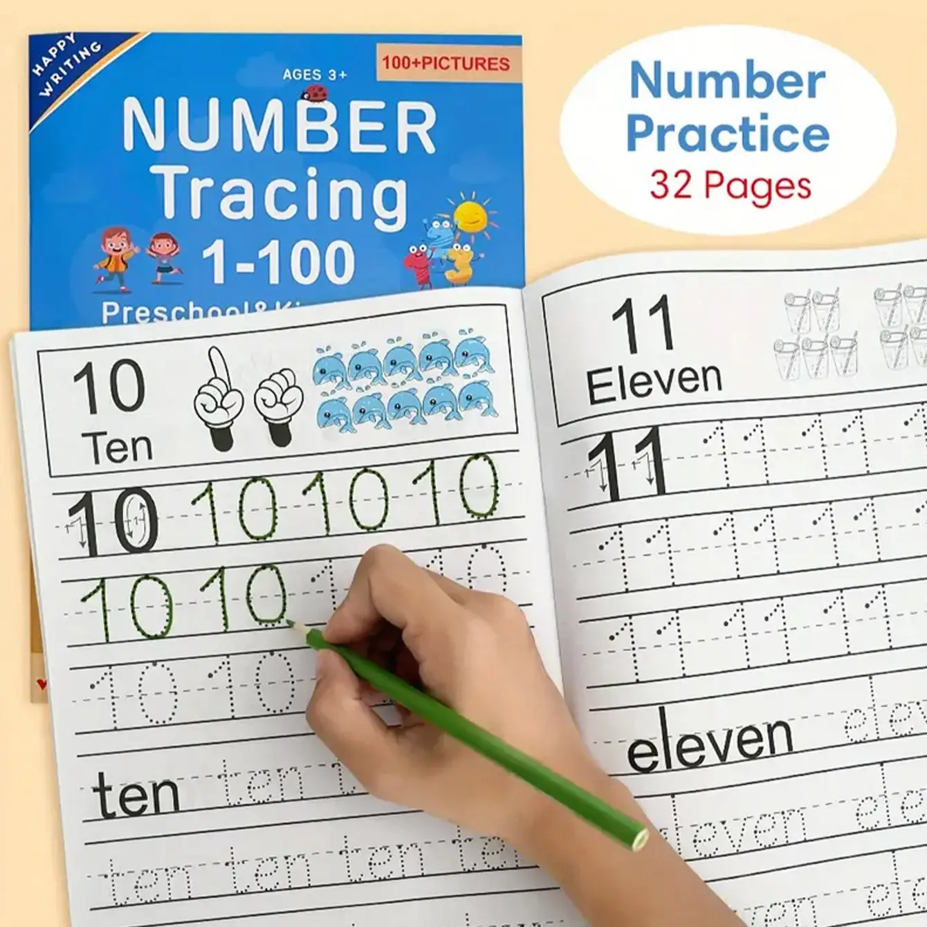 32 Page Handwriting Number Practice Book (0-100), Ot Approved, Includes Tracing & Math Preparation for Kids 3-6, Kindergarten Essential, School Supplies, Homeschool Supplies, Learning Materials, Learning Tool, Classroom Supplies