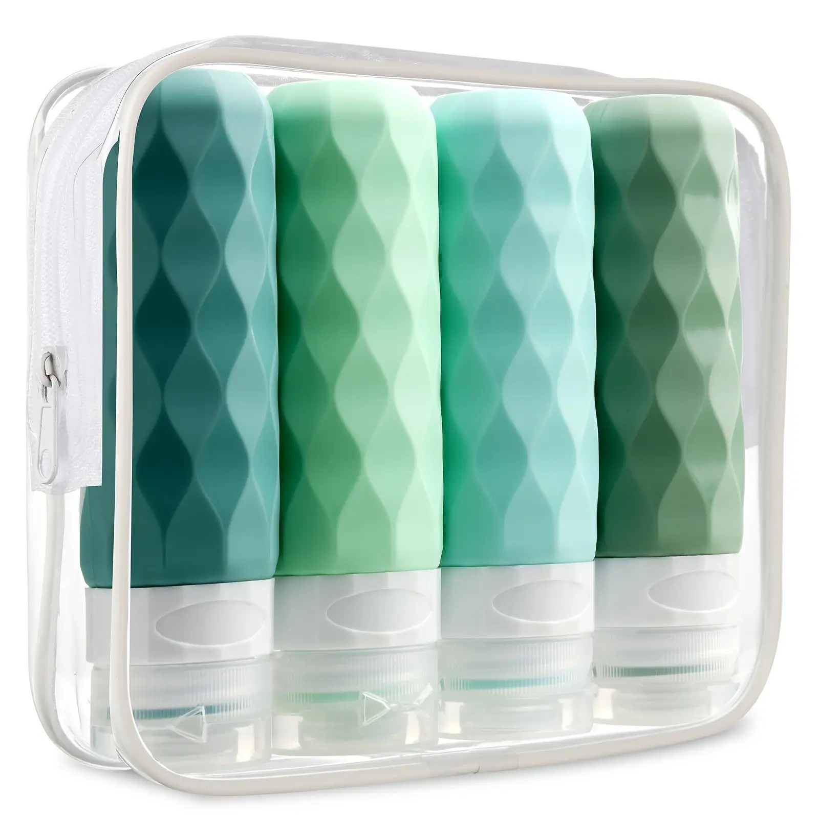 4 Pack Travel Bottles for Toiletries, Leakproof Convenient Squeezable 3oz Compact Storage Containers with Dropper, Portable Shampoo, Conditioner & Lotion Bottles, Airplane