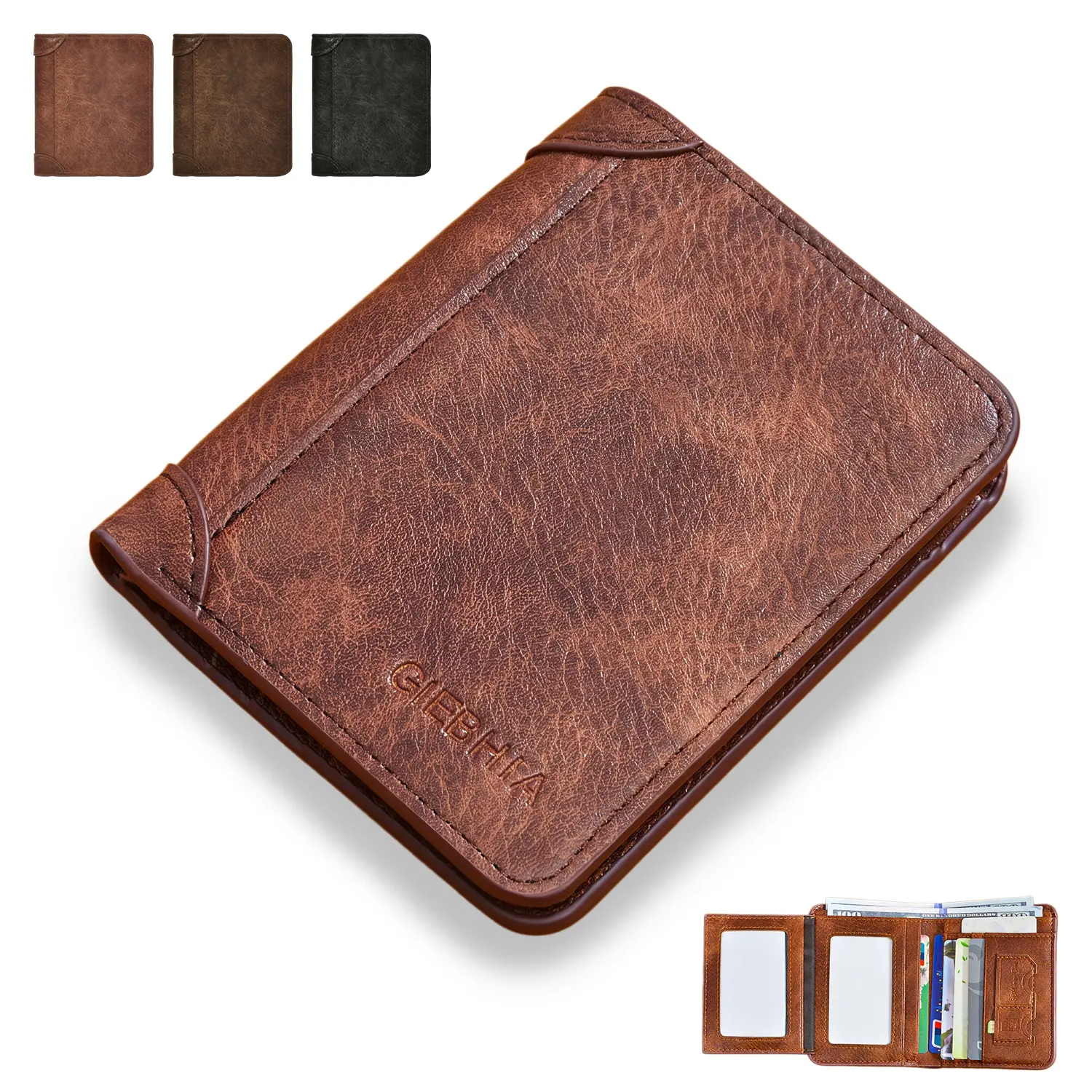Mens Leather Wallet, Mens Trifold Wallet, RFID Blocking Wallet, Leather Wallet For Men, 2 see-through Id, 9 credit card slots, with, 2-pocket money divider, Large Capacity Wallet, Valentine’s Day, Father’s Day #SummerFinds