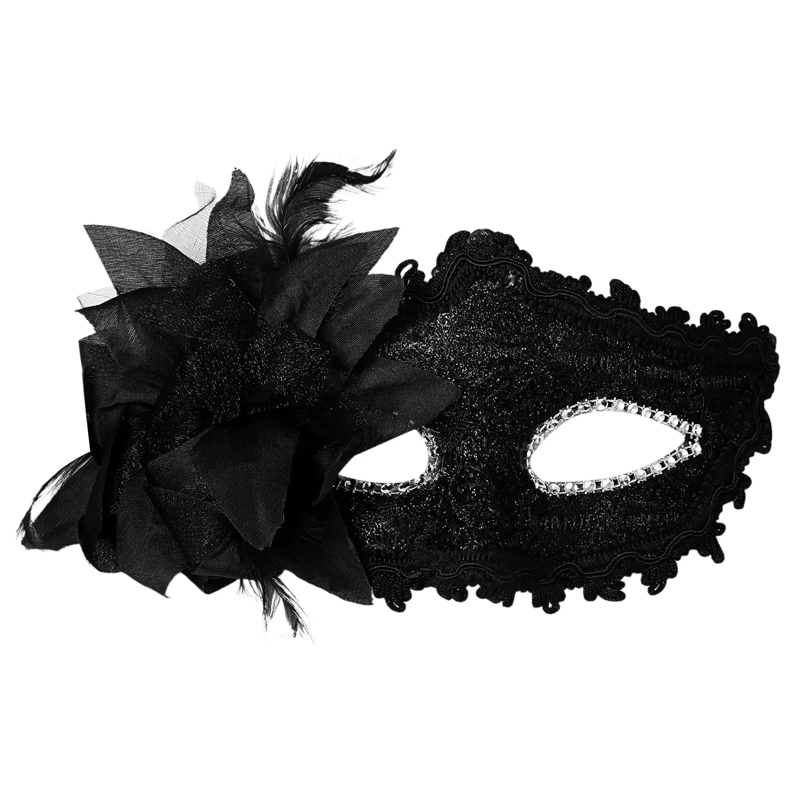 OIDEA Women's Fashion Half-Face Venetian Masquerade Mask - 8.87" x 4.73" Lightweight Plastic Accessory with Lace, Faux Flower, Feather, Adjustable Fit for Halloween Costume, Photo, Thoughtful Gift