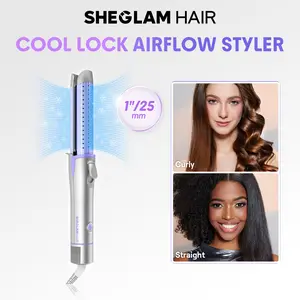[BOGO Sale] SHEGLAM HAIR Cool Lock Airflow Styler | Curling Irons&Hair Straightener | 1inch/25mm | 360° Cooling Airflow | 4-Level Temps | Water-Based Ceramic Coating | Universal Voltage | Less Damage#hair tools #girly essentials #intimate gifts for women