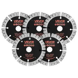 【fathersdaygift】VEVOR Diamond Blades 5 inch5-Pack Wall Chaser Saw Blade Cutting Blade0.79 in ArborHigh-Hardness Diamond Segments65Mn Steel CoreDry Wet CuttingClean Edges for Concrete Brick Stone Cement