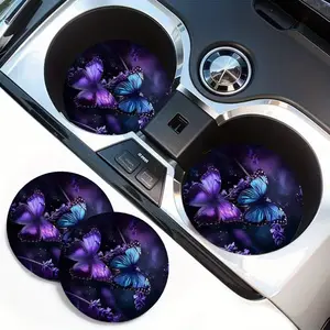 Car Cup Holder Coaster, Round Anti-Slip Car Cup Holder Pad, Stylish Drink Mat for Vehicle Interior, Car Accessories for Men & Women, Unisex Appeal