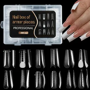 288pcs/Box Dual Forms False Nails Tips Sets For Gel Extension Quick Building French Nails Mold Soft Silicone Pads Manicure Tools