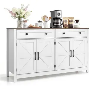 VEVOR Buffet Cabinet, Farmhouse Sideboard Cabinet with Drawer, Coffee Bar Cabinet with 2 Barn Door, Sideboard Buffet Station for Living Room, Entryway, Kitchen, 29.5x 14.7x 31.5 in, GreyVEVOR Super Brand Day