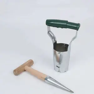 Gardening Bulb Planter Seedling Transplanter Vegetable Flower Plant Transplanters Portable Garden Planters Garden Depth Digging Tool with Wooden Handle