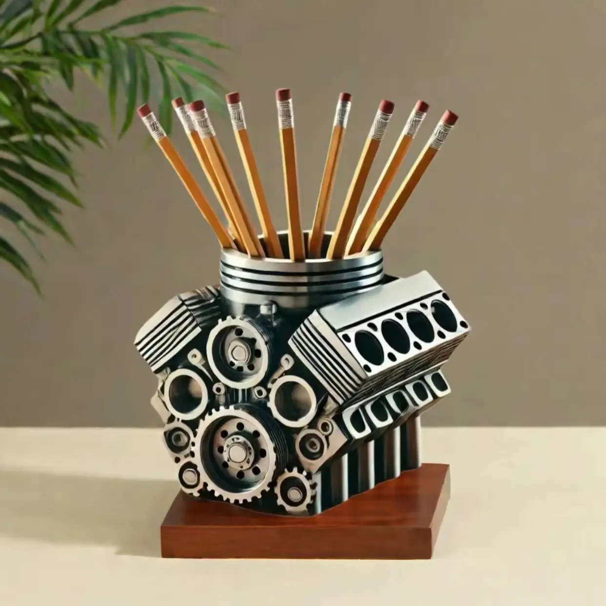 Modern Resin Cylinder Pen Holder, Office Desk Decor, Car Enthusiasts Gift, Christmas New Year Halloween Fall Home Decoration, Pencil Holder, Pen Stand, Stationery Storage Organizer, Pen Organizer For Desk, Desk Accessory