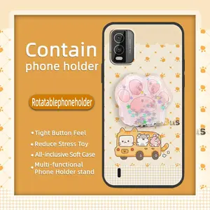 Soft Case Glitter Phone Case For Nokia C210 Waterproof Durable protective Cartoon Anti-dust TPU Fashion Design Anti-knock Kickstand drift sand Back Cover Simplicity Silicone Cute