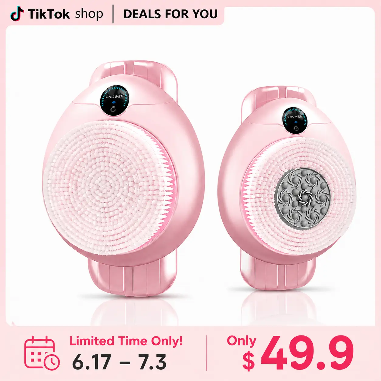 LIVEFULL Smart Wall Mounted Exfoliating Brush,Smart Electric Shower Brush for Body - Wall Mounted Back Scrubber with 3 Speeds & 360° Rotation, Rechargeable Exfoliating Brush with Soft Bristles, Hands-Free Deep Cleansing for Men & Women