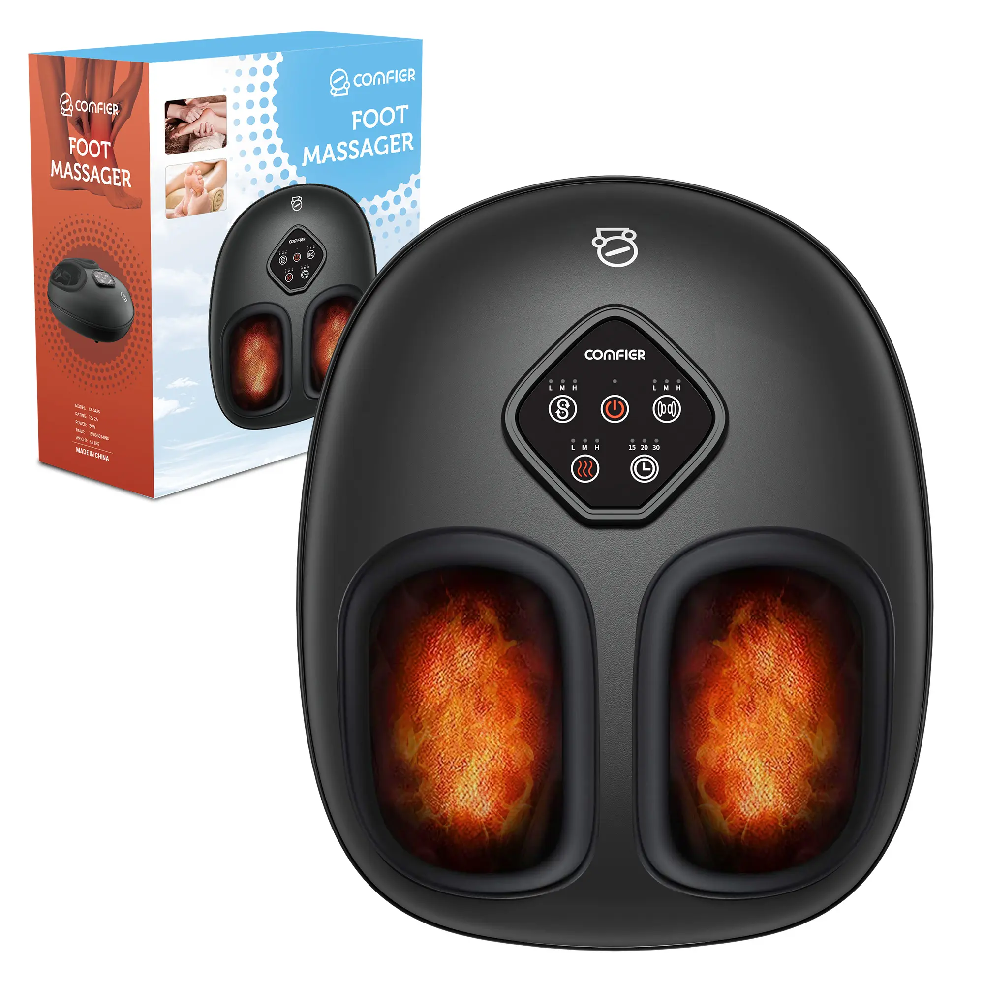 COMFIER 2026 Shiatsu Foot Massager with Heat,Compression,Kneading &Rolling,Foot Massager for Neuropathy,Plantar Fasciitis,Upgraded for Larger Feet Machine(Size 15),Home or Office,for Men Women