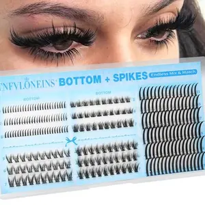 Bottom Lash Clusters with Spikes 4 Styles Bottom Lashes with 12-22MM Upper Spikes Eyelash Clusters Match Dramatic Cluster Eyelash Extensions DIY Evil Lash Extensions by TNFVLONEINS