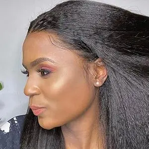 [Ready to Wear Half Wig] Human Natural Hair Kinky Straight Invisible Hairline Glueless Install 3 IN 1 Seamless Flip Over Half Up and Down Wig Beginner Friendly Wigs for Women With Drawstring