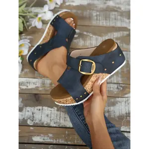Women's Fashionable Cork Platform Sandals, Casual Comfortable Wedge Sandals for Summer, Lightweight Breathable Shoes for Daily Wear, Girl