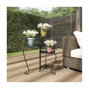 Pure Garden 3-Tier Folding Wrought Iron Plant Stand